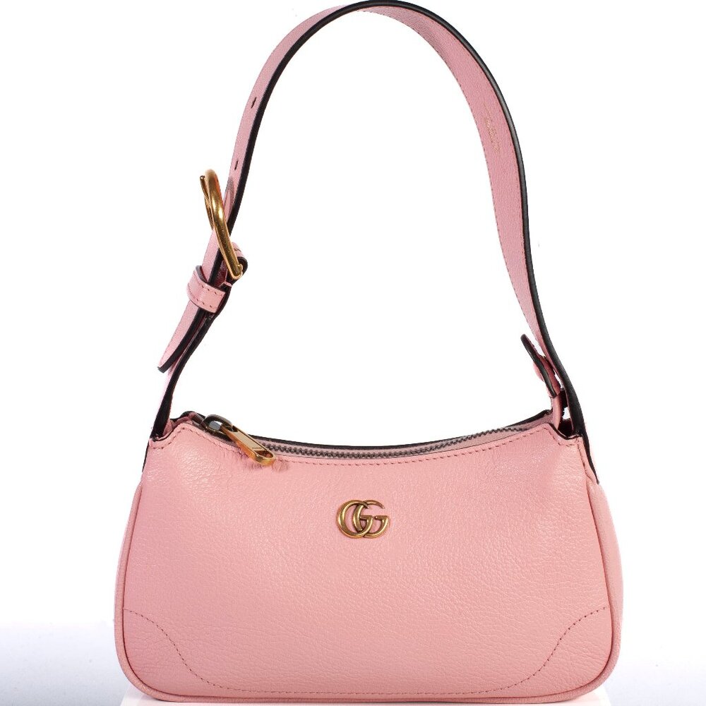 Authentic Gucci Mini Light Pink Goatskin Aphrodite Shoulder Bag